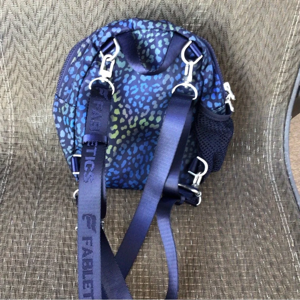 Fabletics Blue Leopard Nylon Mini Sport Backpack